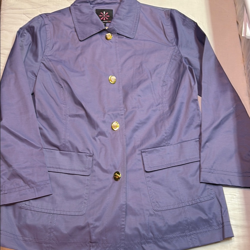 Spring Isaac Mizrahi Live Women's Periwinkle Mid-Length Raincoat NWOT‎